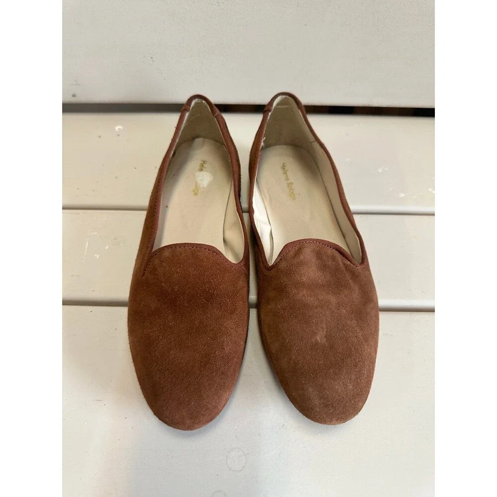 Helene Rouge Paris Quality Leather Suede Round Toe Slip On Ballet Flats 5.5